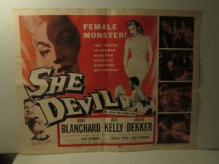 ' SHE DEVIL ' 22x28 Movie Poster ½ Sheet 1957 female monster 1950 ' s film 2