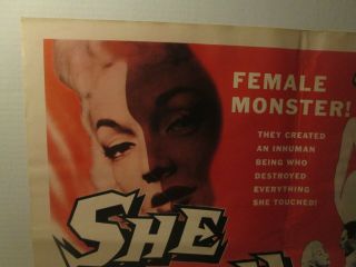 ' SHE DEVIL ' 22x28 Movie Poster ½ Sheet 1957 female monster 1950 ' s film 4