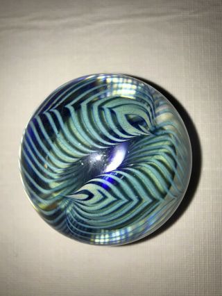1987 Robert Eickholt Signed Vintage Art Glass Feather - Pulled Paperweight