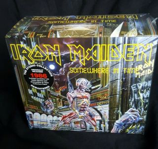 Iron Maiden Remastered SOMEWHERE IN TIME CD Box Set.  Plus Figure And Patch. 3