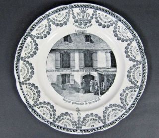 Lourdes Majolica Plate French Antique 19thc Transferware Sarreguemines Digoin