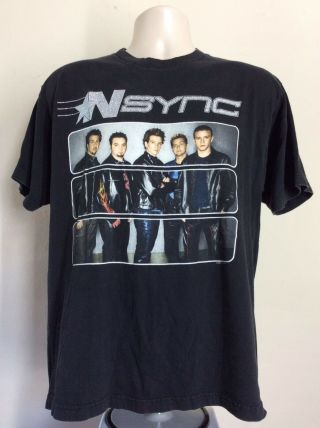 Vtg 2001 N Sync Pop Odyssey Concert T - Shirt Black L Nsync Boy Band