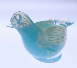 Vintage Murano Fratelli Toso Bullicante Opaline Blue Bird Figurine Art Glass