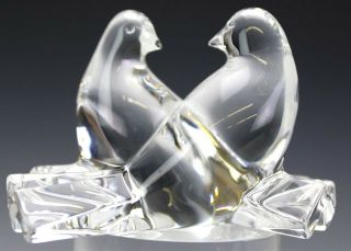 Baccarat French Art Glass Crystal Lovebirds Wedding Cake Topper Figurine Nr Lma