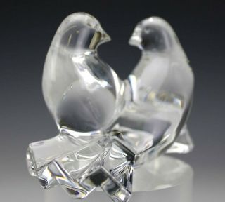 BACCARAT French Art Glass Crystal LOVEBIRDS Wedding Cake Topper Figurine NR LMA 2