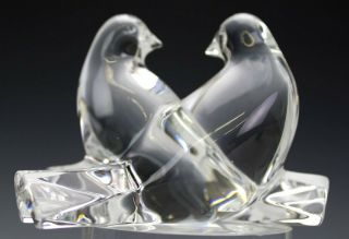 BACCARAT French Art Glass Crystal LOVEBIRDS Wedding Cake Topper Figurine NR LMA 3
