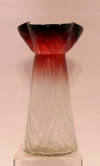 Antique Bohemian Czech Rindskopf Iridescent Red Pepita Art Glass Vase Loetz Era