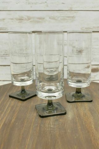 Vintage Rosenthal Linear Smoke Iced Tea Glass White Wine Square Footed Set Of 4