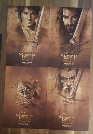The Hobbit Movie Poster 13 X 20.  Set Of 4 Imax Limited Edition,  Bonus