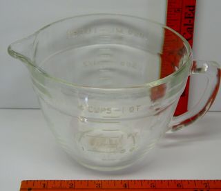 Anchor Hocking Fire - King 12 Measuring Bowl 4 Cup Vintage Kitchen Glass Antique