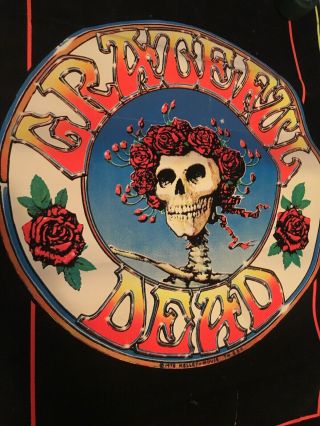 1978 Og Kelly - Mouse Velvet Black Light Grateful Dead Poster Skull And Roses 827