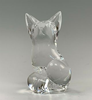 Signed Steuben Art Glass Sitting Fox Figurine