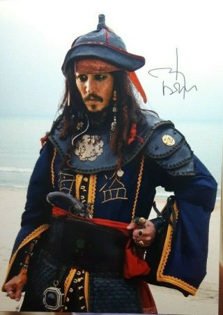 Johnny Depp " Pirates Of The Caribbean " Authentic Autograph 8 X 10 Photo W/coa