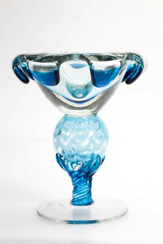 Waterford Evolution Scalloped Twisted Large Candle Holder Blue
