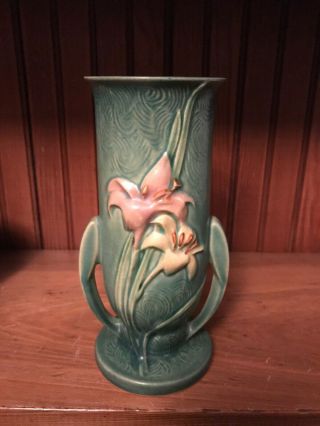 Roseville Pottery Green Zephyr Lily Vase 133 - 8