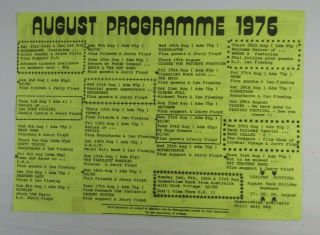 Marquee Club Listing Vintage August 1976 Punk Flyer Ac/dc