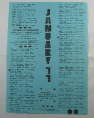 Marquee Club Listing Vintage January 1977 Punk Flyer The Jam