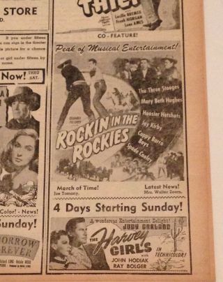 1946 The Three Stooges Ad Rockin 