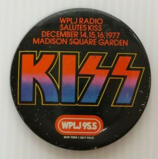 Kiss Wlpj Radio Promo Button Nyc Msg December 1977 Aucoin