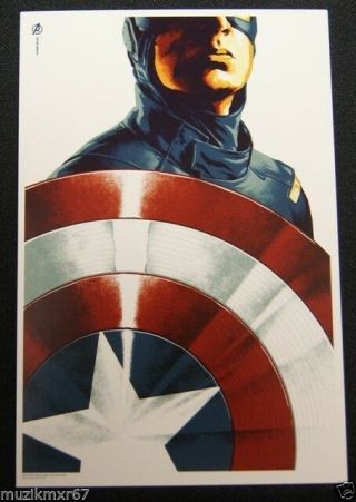 Sdcc Comic Con 2012 Exclusive Mondo Capatin America Promo / Lobby Card Avengers