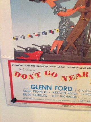 Vintage 1950 ' s Movie Poster Comedy Glenn Ford Don ' t Go Near The Water 5