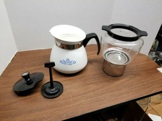Vintage Corning Ware Blue Cornflower Drip - O - Lator 2 QT - 8 Cup Coffee/Tea Pot 3