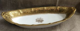 Ls&s Lewis Straus Limoges France Porcelain Serving Platter Bowl Oval Heavy Gold