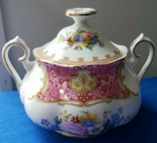 Royal Albert Lady Carlyle Hampton Sugar Bowl With Lid Pink Gold Floral