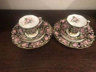Two Royal Albert Bone China Cup,  Saucer,  Plate Provincial Flower Mayflower C1975