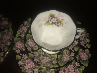 TWO Royal Albert Bone China Cup,  Saucer,  Plate Provincial Flower Mayflower c1975 3