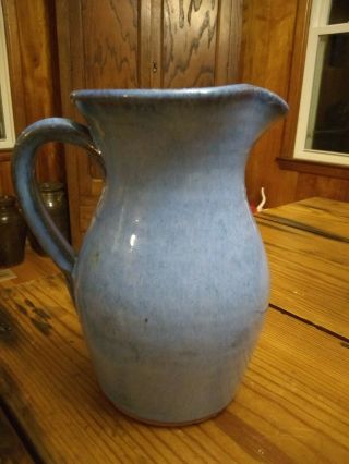 Charles Lisk Catawba Valley North Carolina Folk Pottery Blue Pitcher $1 Start Nr