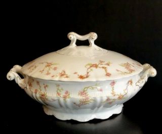 Royal Saxony China Round Covered Vegetable Bowl Pattern Ryx2 By M.  W.  Co.