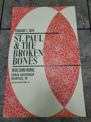 St Paul & The Broken Bones Ryman Hatch Show Print Nashville 2019 Concert Poster