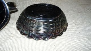 FENTON LARGE AMETHYST CARNIVAL GLASS BLUE PURPLE HEN ON A NEST BASKET CONTAINER 7