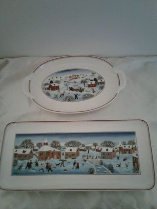 2 Villeroy & Boch Naif Christmas Trays Sandwich And Pickle