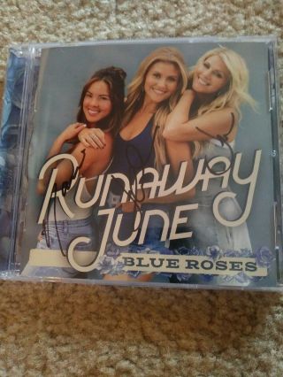 Runaway June Signed Blue Roses Cd Cover Autographed Naomi Cooke Hannah Jen Wayne
