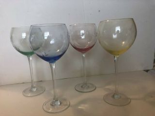 Lenox Crystal " Butterfly Meadow " Wine Balloon Goblets Set Of 4