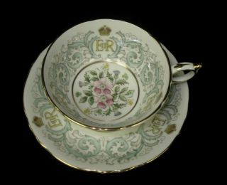 1953 Paragon Fine Porcelain Queen Elizabeth Ii Coronation Tea Cup & Saucer Set