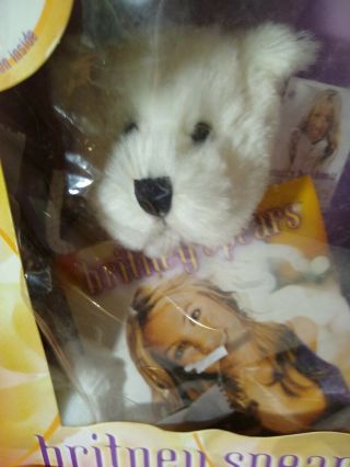 Britney Spears White Teddy Bear With 2 Song CD Collectible (2000) 3