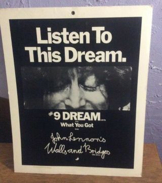 1975 John Lennon Listen To This Dream Hanging Record Store Display Poster