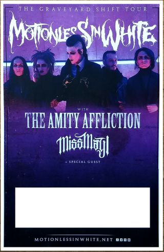 Motionless In White Graveyard Shift Tour 2017 Ltd Ed Rare Poster,  Poster