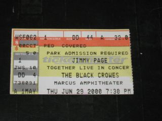 Jimmy Page & The Black Crowes 2000 Ticket Stub Marcus Amphitheter Milwaukee Rare