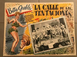 Mexican Lobby Card 12.  5x17: Wabash Avenue (1950) Betty Grable,  Victor Mature