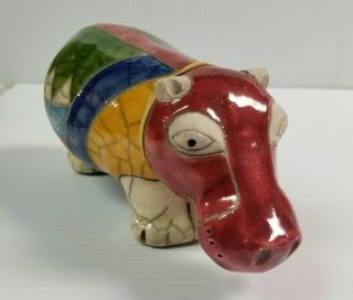 The Fenix Raku Pottery Hippo Figurine Hand Made In South Africa