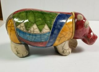 The Fenix Raku Pottery Hippo Figurine Hand Made in South Africa 2