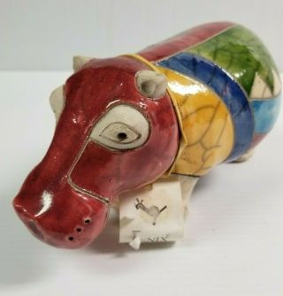 The Fenix Raku Pottery Hippo Figurine Hand Made in South Africa 3