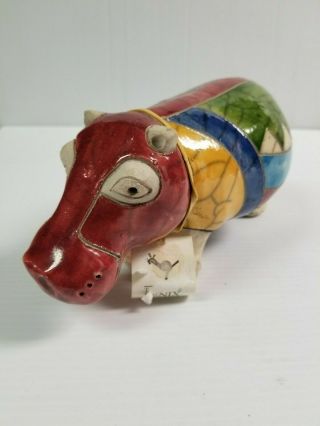 The Fenix Raku Pottery Hippo Figurine Hand Made in South Africa 4