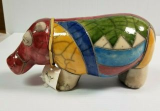 The Fenix Raku Pottery Hippo Figurine Hand Made in South Africa 8