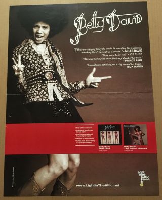 Betty Davis Rare 2007 Promo Poster For Reissue Cd 16x22 Never Displayed Usa