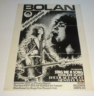 Marc Bolan Return Of The Electric Warrior Rarn 1981 Advertising Poster